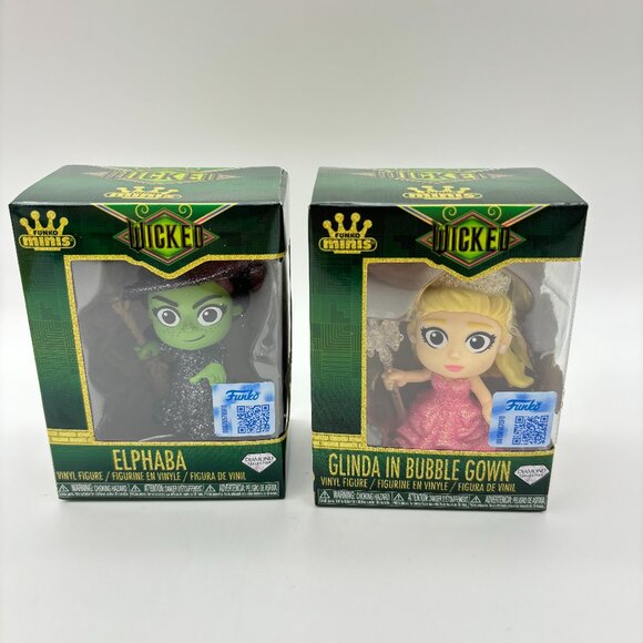 Funko Minis Wicked Vinyl Figure Glinda Elphaba Glitter Diamond Collection NEW - Picture 1 of 4